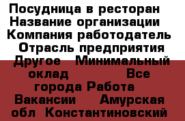 Посудница в ресторан › Название организации ­ Компания-работодатель › Отрасль предприятия ­ Другое › Минимальный оклад ­ 15 000 - Все города Работа » Вакансии   . Амурская обл.,Константиновский р-н